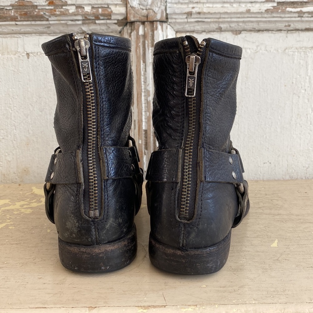 Frye Biker Black Short boots Sz 8 - Picture 7 of 10